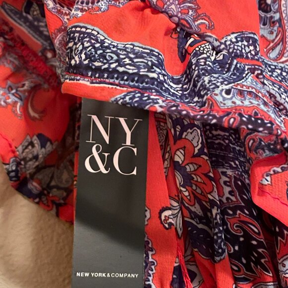 New! New York and Company XXS paisley red white and blue dress. - Picture 6 of 11